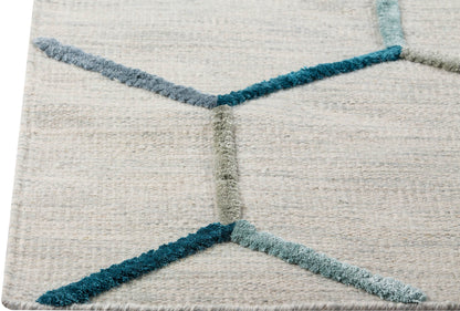 Hand Woven High-Low Geometric Kea Khema2 Turquoise Area Rug Carpet,turquoise area rugs