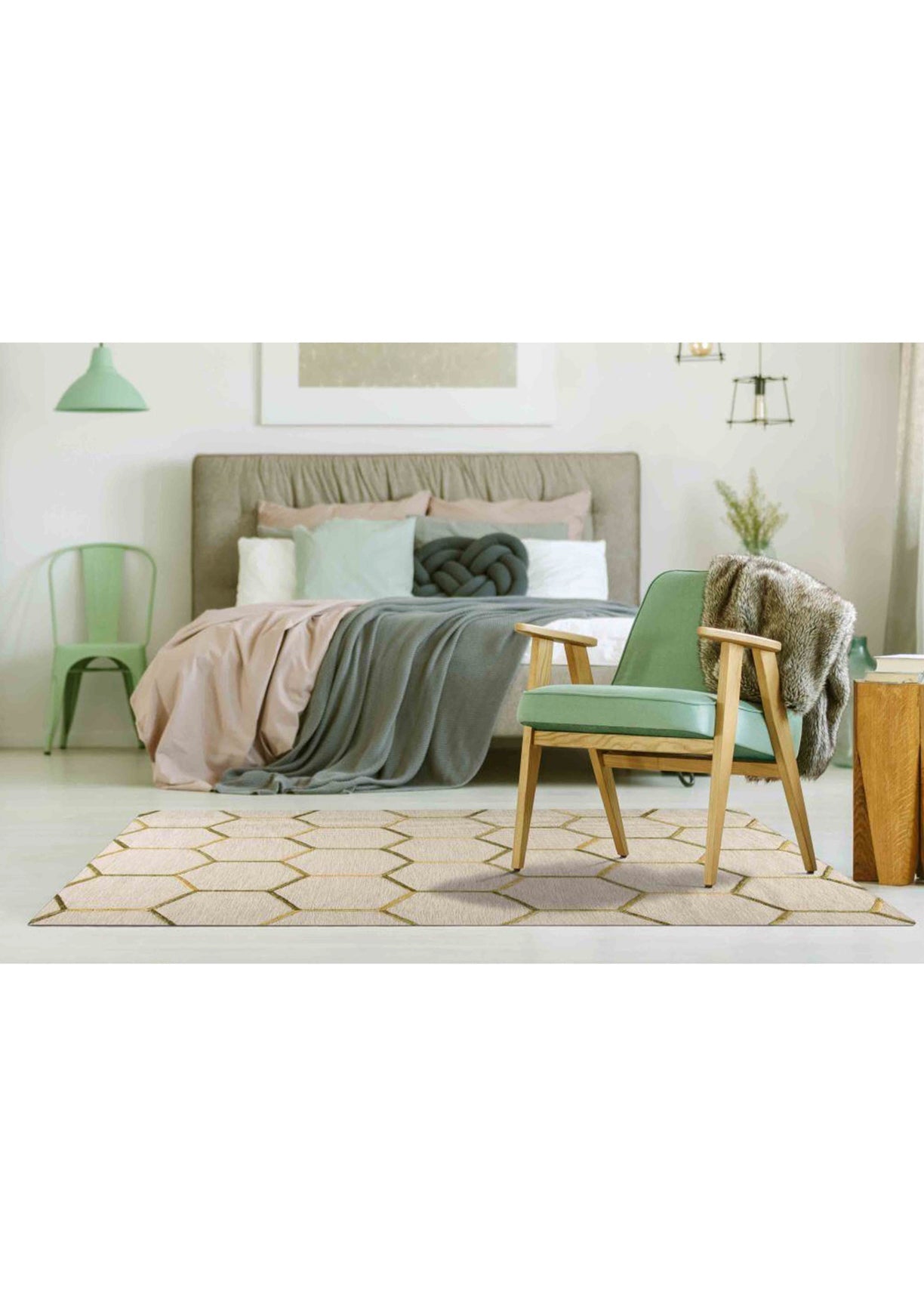 Hand Woven Area Rug, Green Area Rug, Gold Rug,  bedroom for area rug, Persian rug, cowhide rug, 5x7 rug, washable rug