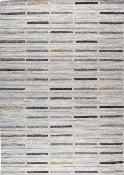 Hand Woven Playful High-Low Line Kea Khema 5 Grey Area Rug Carpet