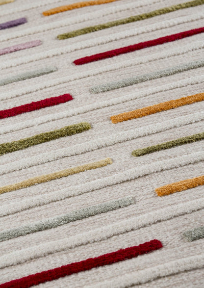 Hand Woven Playful High-Low Line Kea Khema 5 Multi Area Rug Carpet