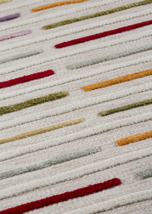 Hand Woven Playful High-Low Line Kea Khema 5 Multi Area Rug Carpet