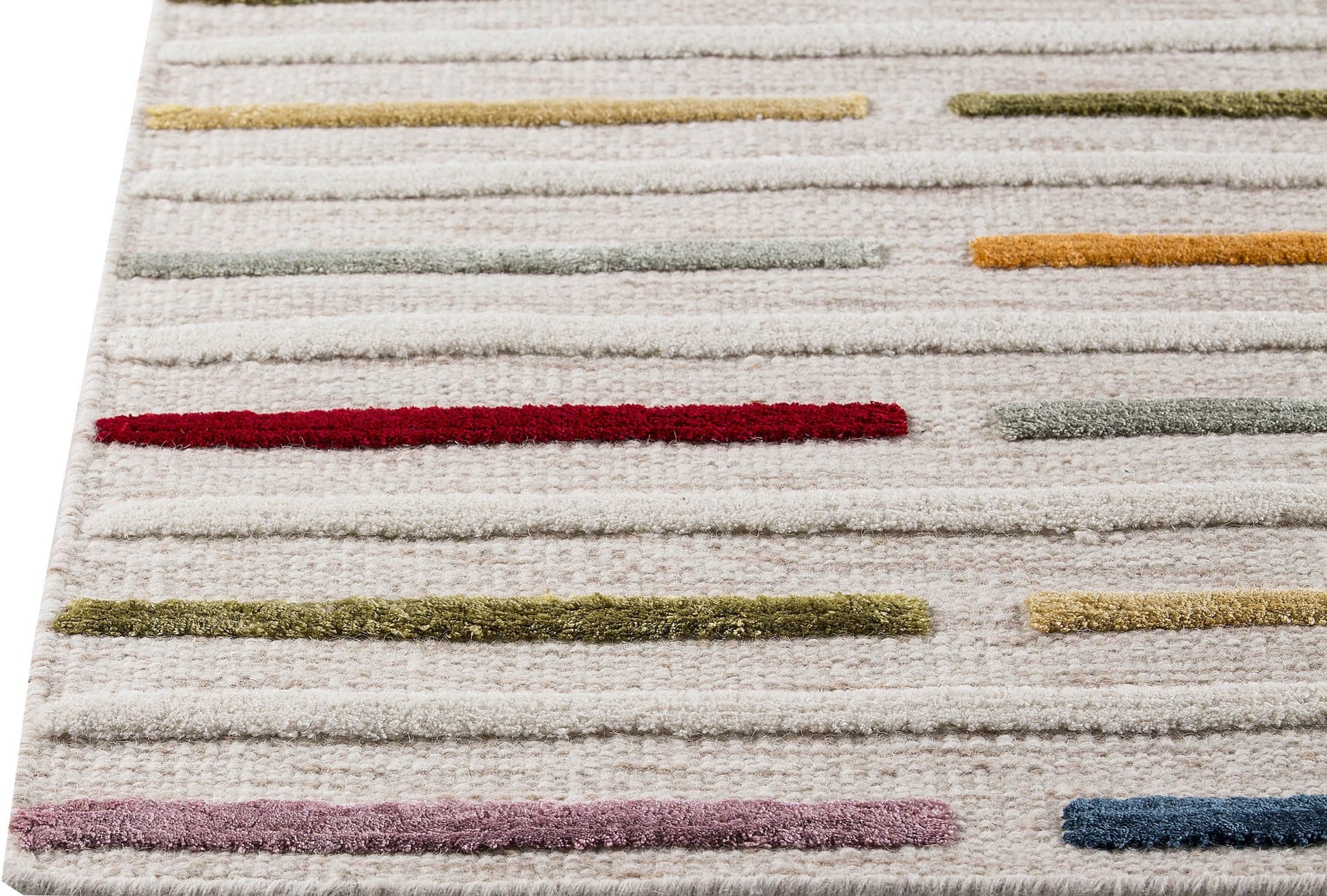 Hand Woven Playful High-Low Line Kea Khema 5 Multi Area Rug Carpet