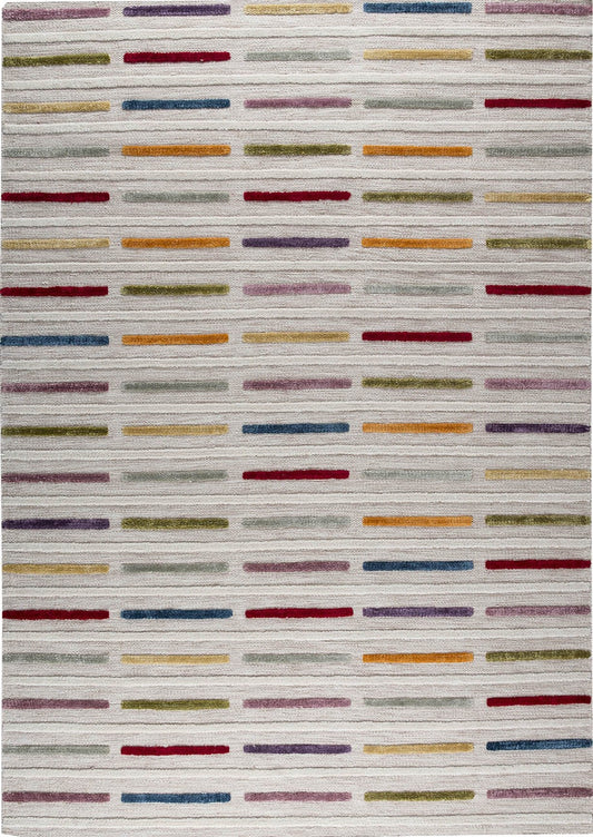 Hand Woven Playful High-Low Line Kea Khema 5 Multi Area Rug Carpet