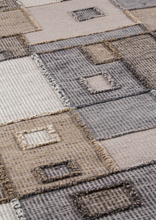 Hand Woven Color Blocking Geo Kea Khema 8 Grey Area Rug Carpet