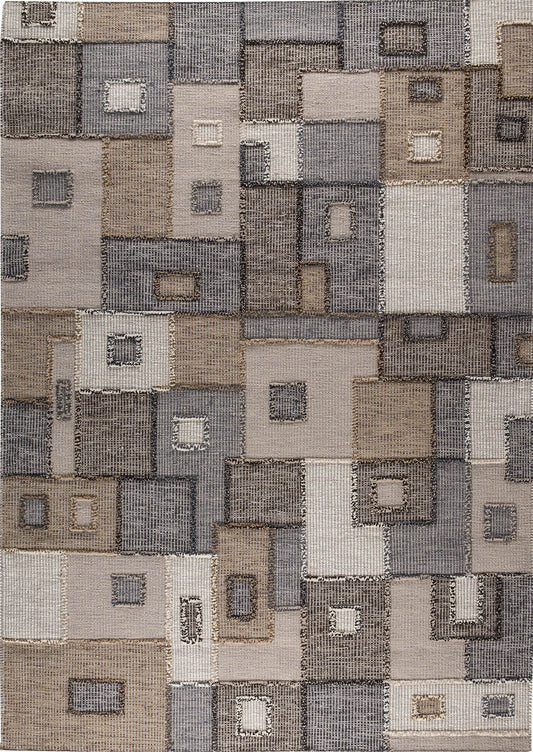 Hand Woven Color Blocking Geo Kea Khema 8 Grey Area Rug Carpet