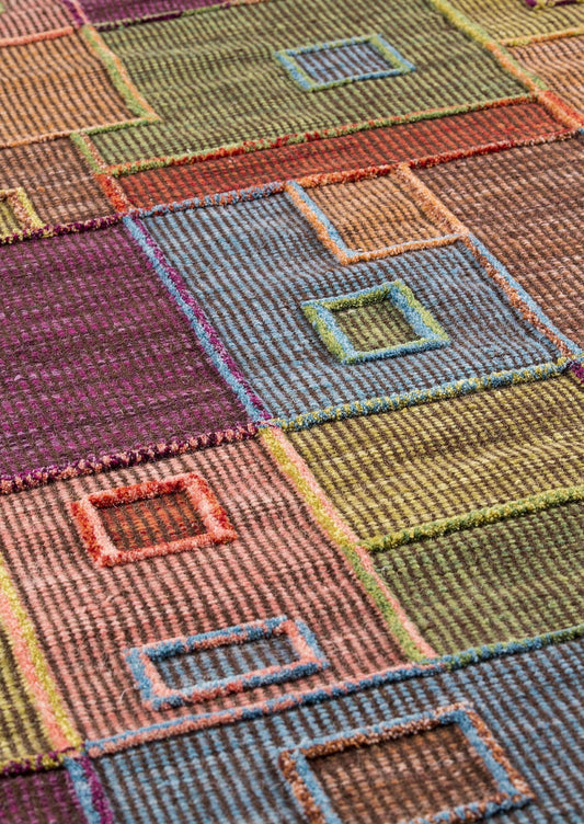 Hand Woven Color Blocking Geo Kea Khema 8 Multi Area Rug Carpet