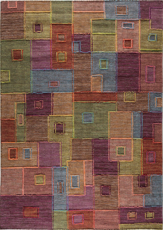 Hand Woven Color Blocking Geo Kea Khema 8 Multi Area Rug Carpet