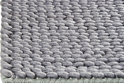 Hand-Woven Loop Texture look Ladhak Grey Area Rug Carpet