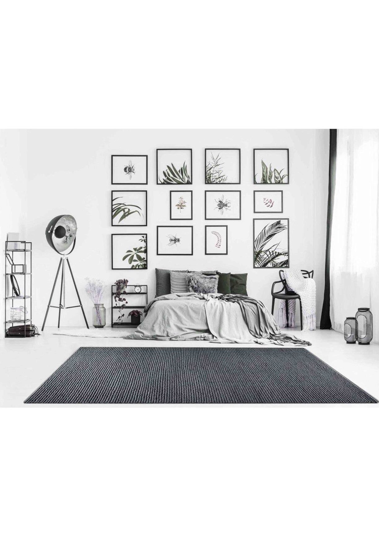 Hand-Woven Loop Texture look Ladhak Grey Area Rug Carpet
