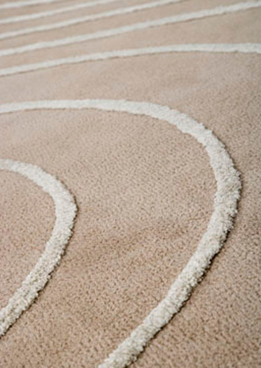 Contemporary Abstract Wave Look  Blanc Lake Placid Cream Area Rug Carpet