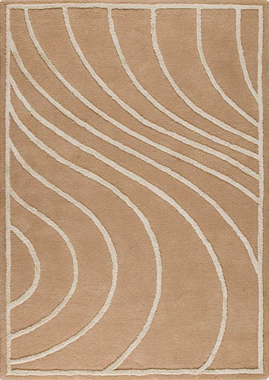 Contemporary Abstract Wave Look  Blanc Lake Placid Cream Area Rug Carpet
