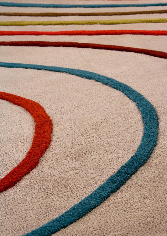 Contemporary Abstract Wave Look  Blanc Lake Placid Multi Area Rug Carpet