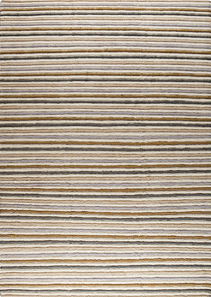 Hand Knotted Pico Manchester Striped Contemporary Natural/Multi Area Rug Carpet