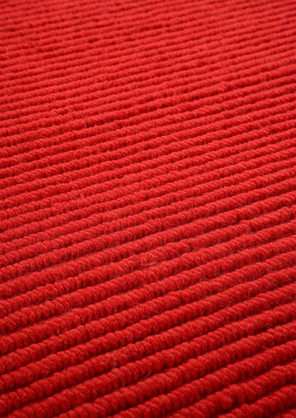 Hand Knotted Pico Manchester Striped Contemporary Red Area Rug Carpet