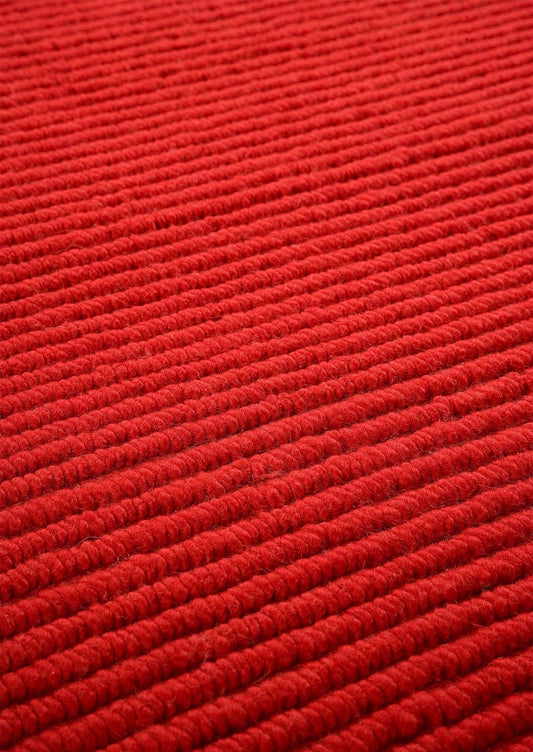 Hand Knotted Pico Manchester Striped Contemporary Red Area Rug Carpet