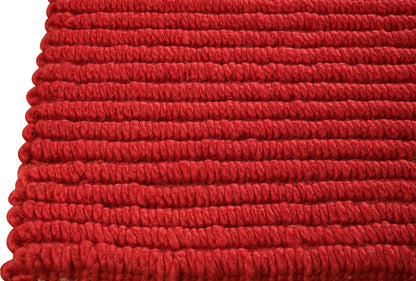 Hand Knotted Pico Manchester Striped Contemporary Red Area Rug Carpet