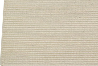 Hand Knotted Pico Manchester Striped Contemporary White Area Rug Carpet