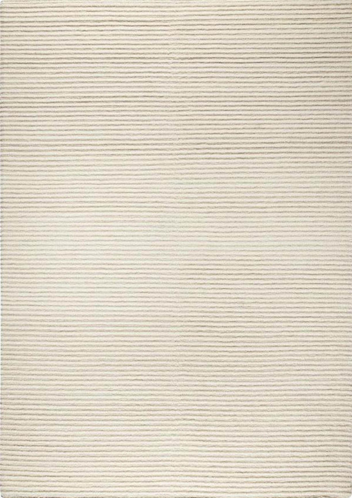 Hand Knotted Pico Manchester Striped Contemporary White Area Rug Carpet