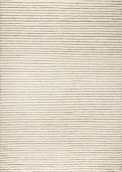 Hand Knotted Pico Manchester Striped Contemporary White Area Rug Carpet