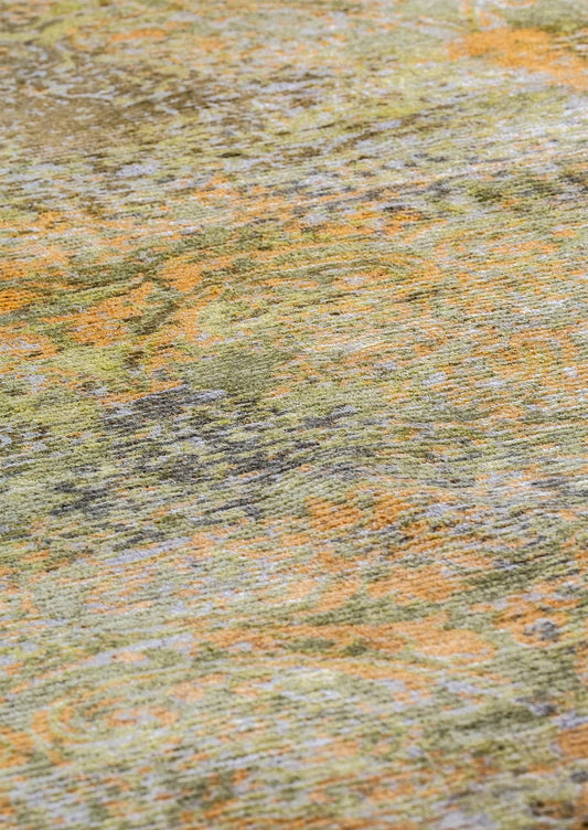 Modern Contemporary Shah Mehran Green/Orange Area Rug Carpet