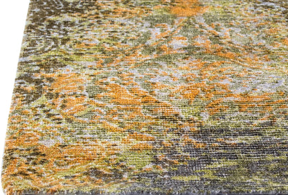 Modern Contemporary Shah Mehran Green/Orange Area Rug Carpet