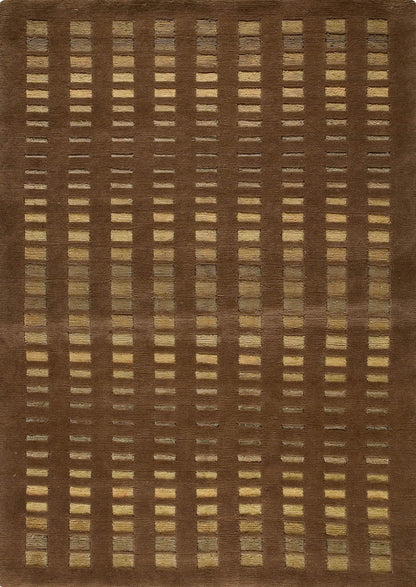 Hand Knotted Pico Merano Geo Box Contemporary Brown Area Rug Carpet