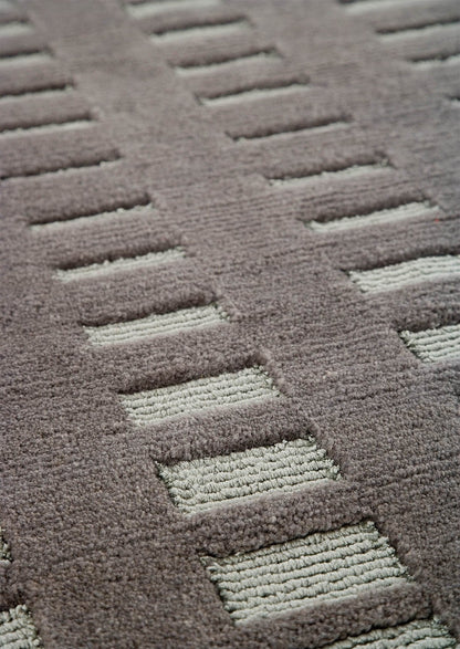 Hand Knotted Pico Merano Geo Box Contemporary Grey Area Rug Carpet