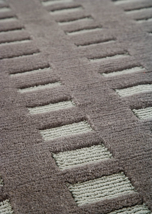 Hand Knotted Pico Merano Geo Box Contemporary Grey Area Rug Carpet