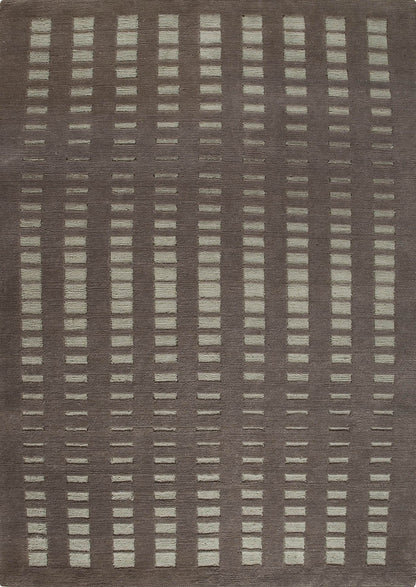 Hand Knotted Pico Merano Geo Box Contemporary Grey Area Rug Carpet