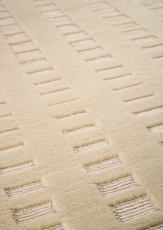 Hand Knotted Pico Merano Geo Box Contemporary White Area Rug Carpet