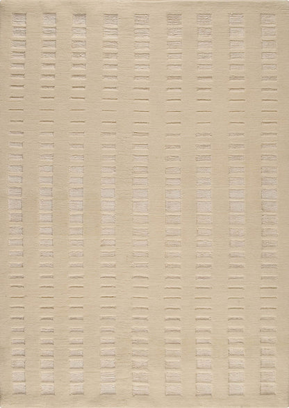 Hand Knotted Pico Merano Geo Box Contemporary White Area Rug Carpet