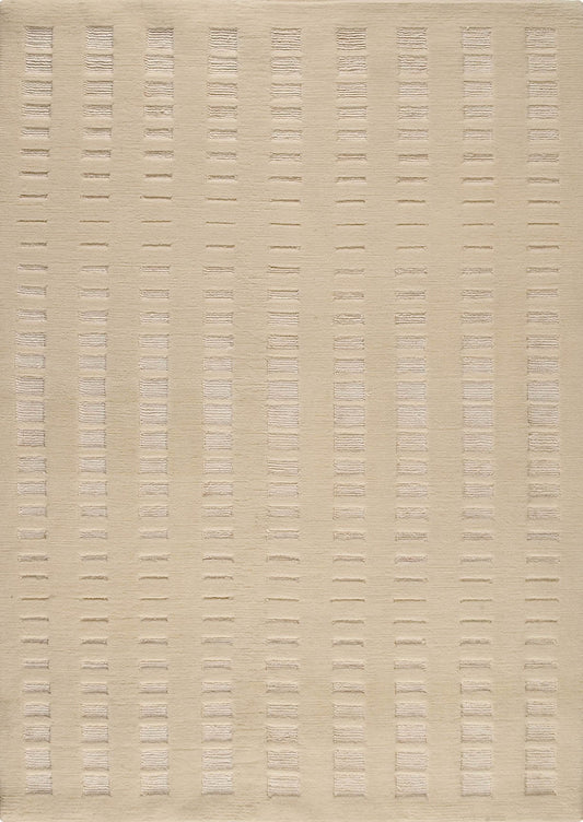 Hand Knotted Pico Merano Geo Box Contemporary White Area Rug Carpet