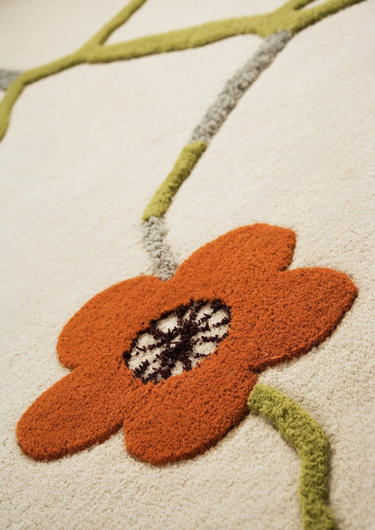 Contemporary Floral Hand-Tufted Blanc Messina White/Multi Area Rug Carpet