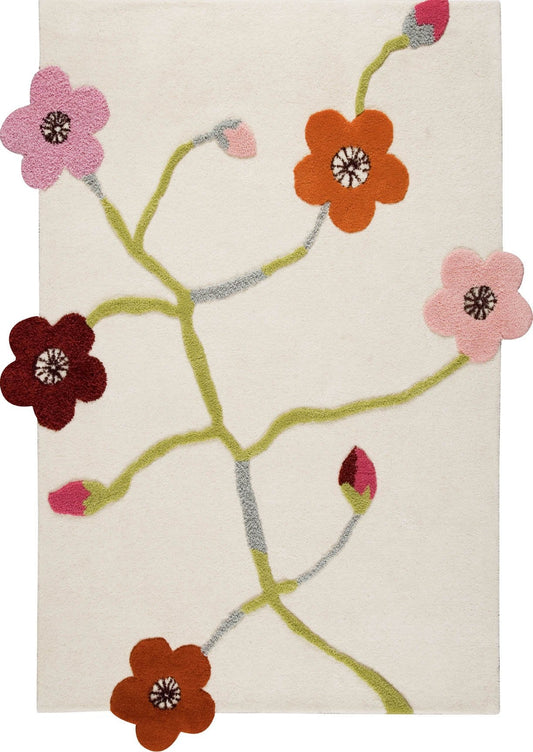 Contemporary Floral Hand-Tufted Blanc Messina White/Multi Area Rug Carpet