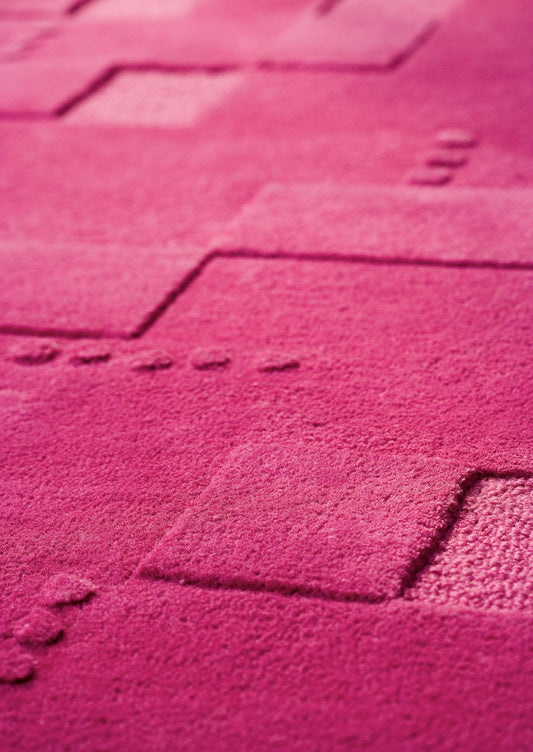 Hand-Tufted Geometric Vinson Miami Fuchsia Area Rug Carpet