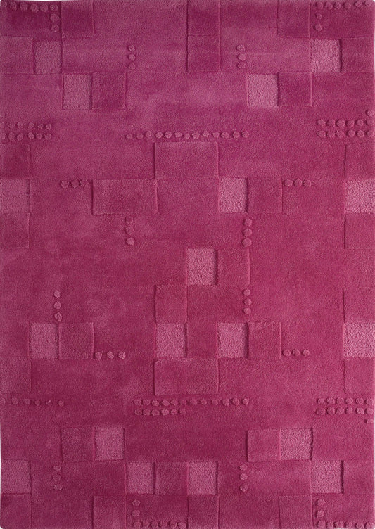 Hand-Tufted Geometric Vinson Miami Fuchsia Area Rug Carpet