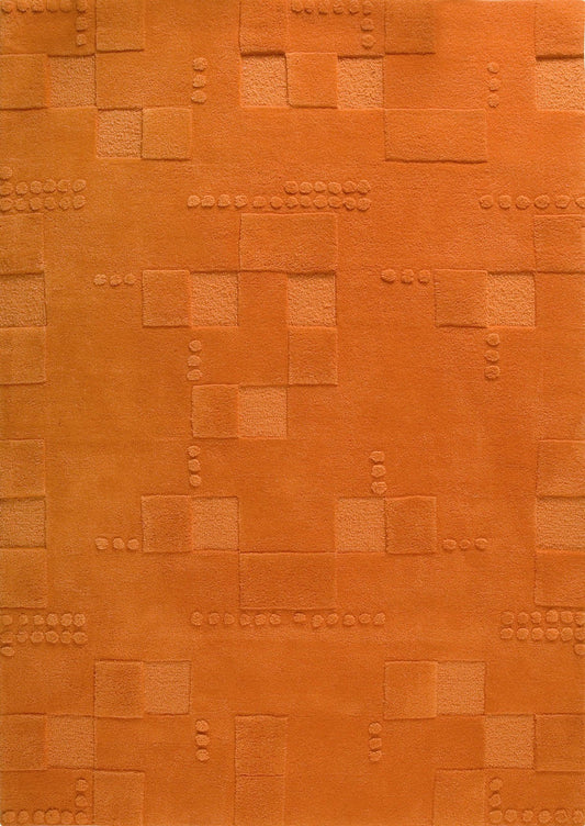 Hand-Tufted Geometric Vinson Miami Orange Area Rug Carpet
