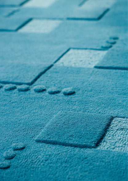 Hand-Tufted Geometric Vinson Miami Turquoise Area Rug Carpet