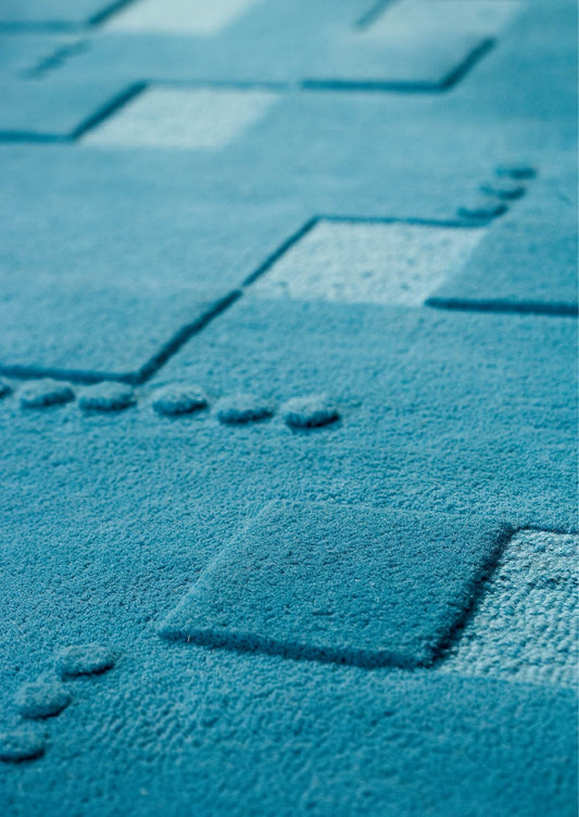 Hand-Tufted Geometric Vinson Miami Turquoise Area Rug Carpet