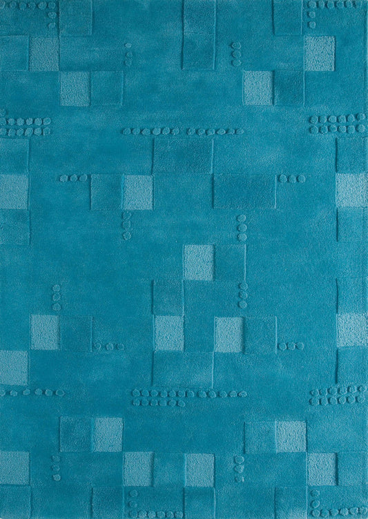 Hand-Tufted Geometric Vinson Miami Turquoise Area Rug Carpet