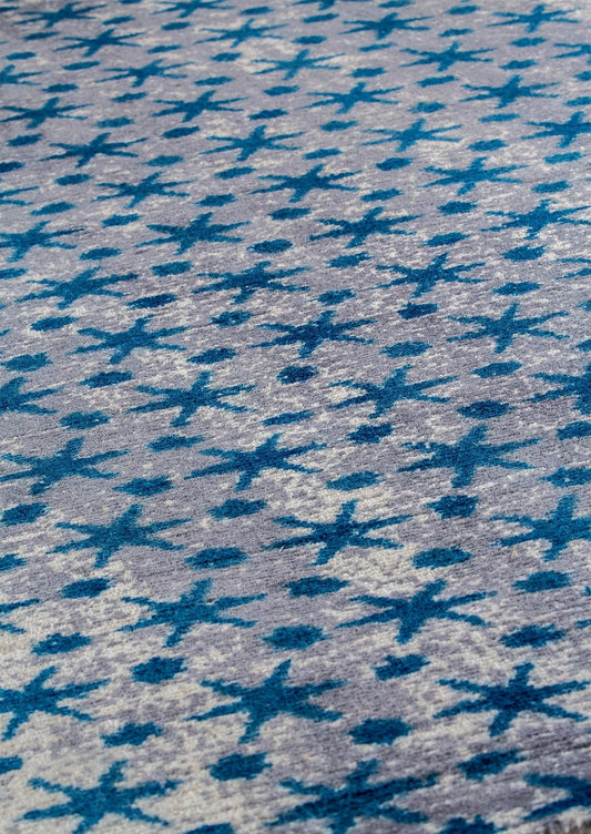 Modern Contemporary Abstract Star Mariam Modesto Blue/Indigo Wool Area Rug Carpet