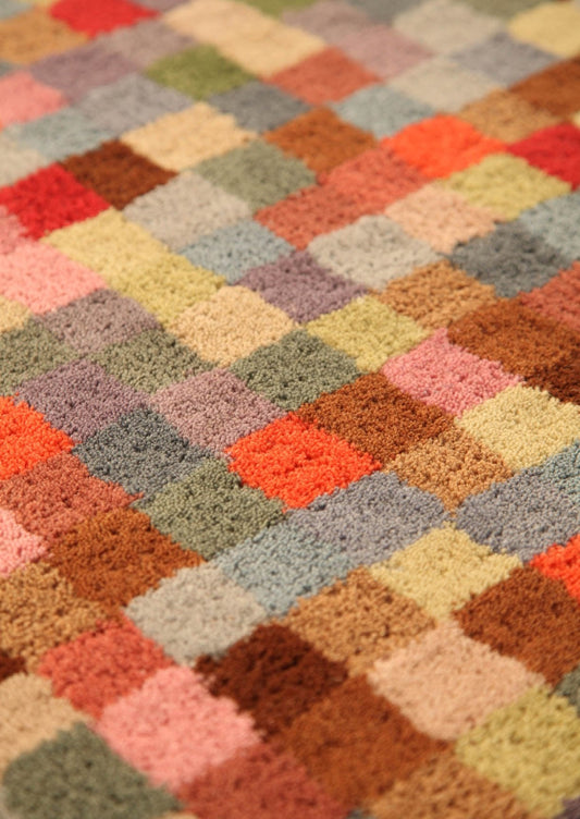 Pixilation Geo Hand Tufted Blanc Optima Corel Area Rug Carpet