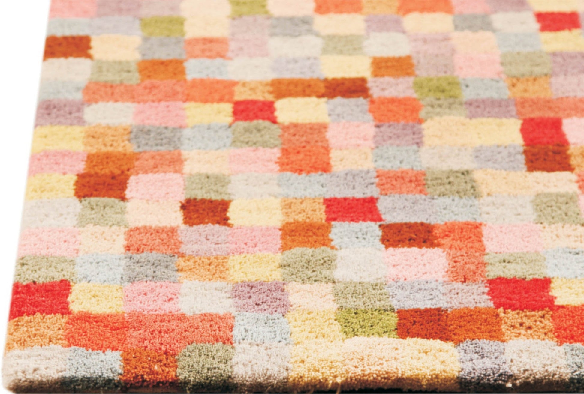 Pixilation Geo Hand Tufted Blanc Optima Corel Area Rug Carpet