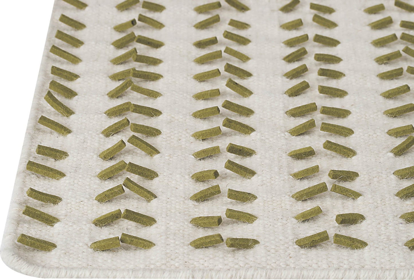 Hand Woven Textured Kea Palmdale White/Green Area Rug Carpet