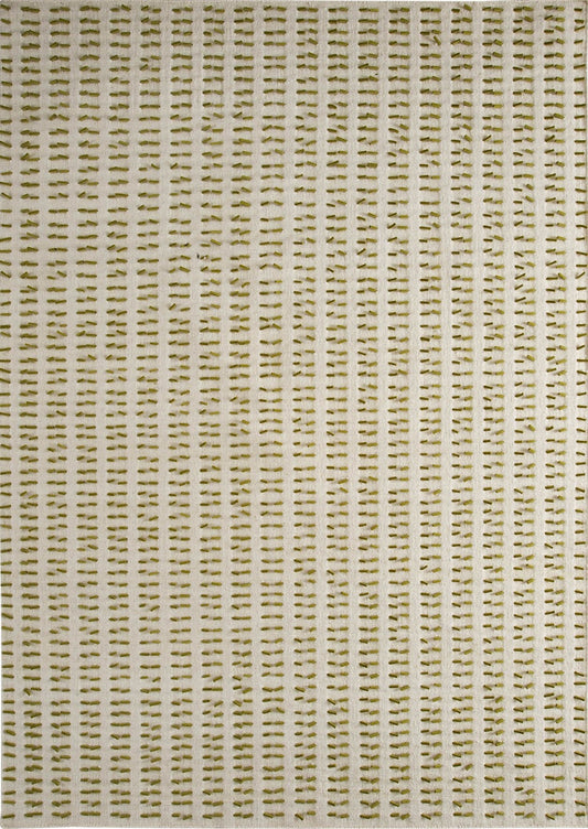 Hand Woven Textured Kea Palmdale White/Green Area Rug Carpet