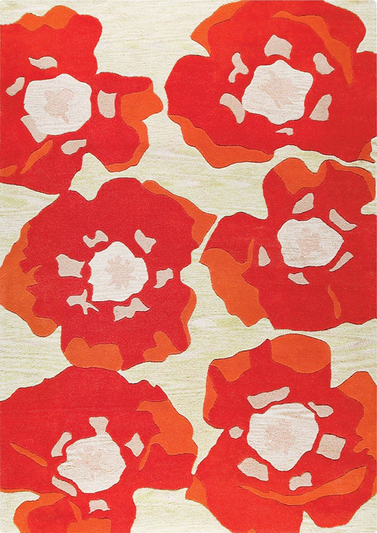 Hand-Tufted Blossom Vinson Poppy Orange Area Rug Carpet