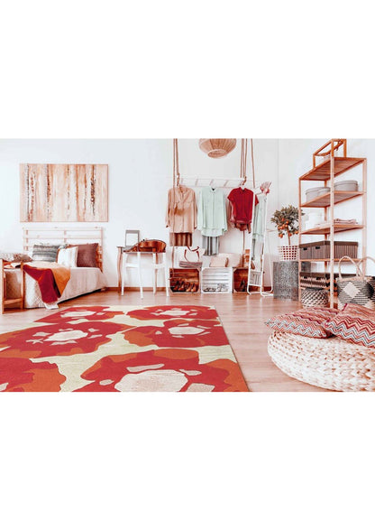 Hand Tufted Rug, Orange Rug, Area rug, living room for area rug, bedroom for area rug, Persian rug, cowhide rug, 5x7 rug, washable rug