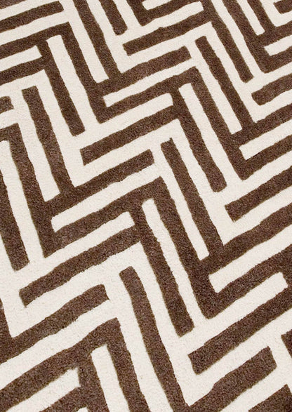 Hand-Tufted Chevron Pattern Vinson Portland Brown Area Rug Carpet