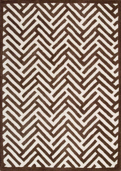 Hand-Tufted Chevron Pattern Vinson Portland Brown Area Rug Carpet