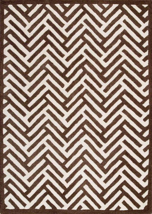 Hand-Tufted Chevron Pattern Vinson Portland Brown Area Rug Carpet